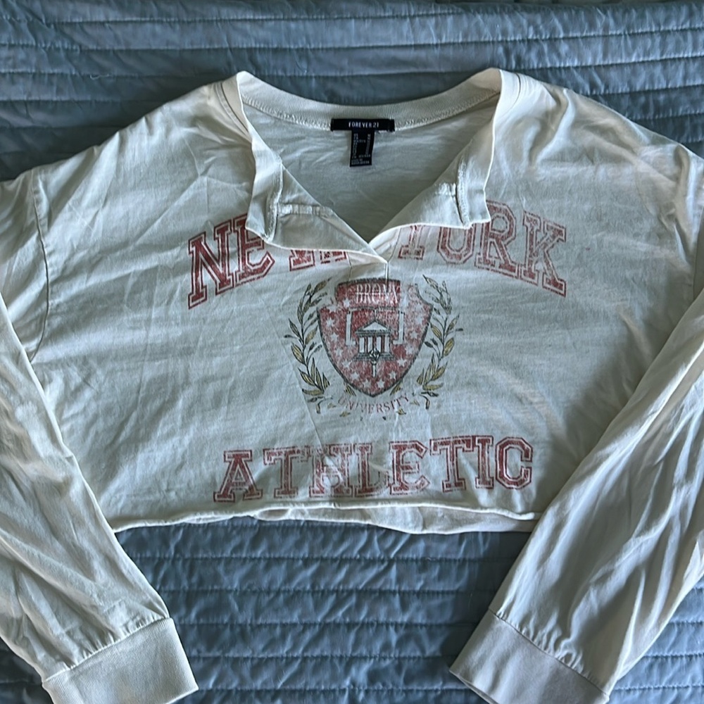 Long sleeve crop top, “New York Athletic”